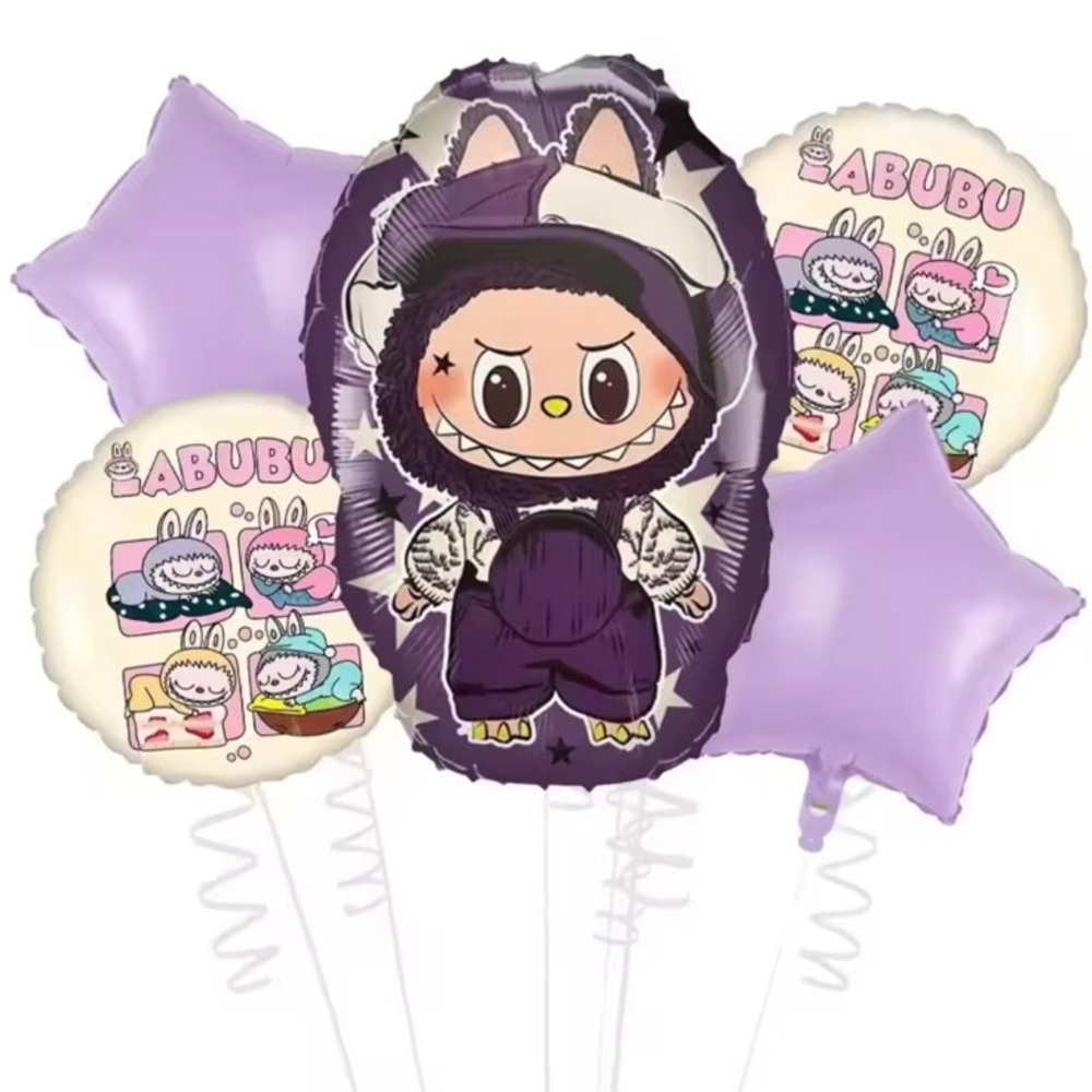 Purple Labubu Character Balloons